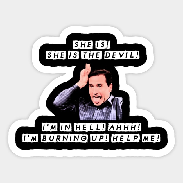 Michael Scott Dinner Party Quote Jan is the Devil Sticker by graphicbombdesigns